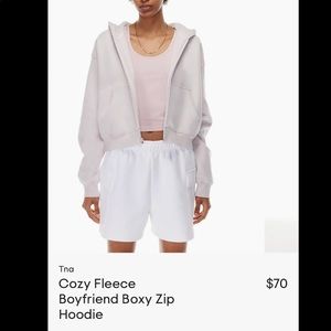 TNA Cropped Boyfriend Zip Up Hoodie - Grey Lilac